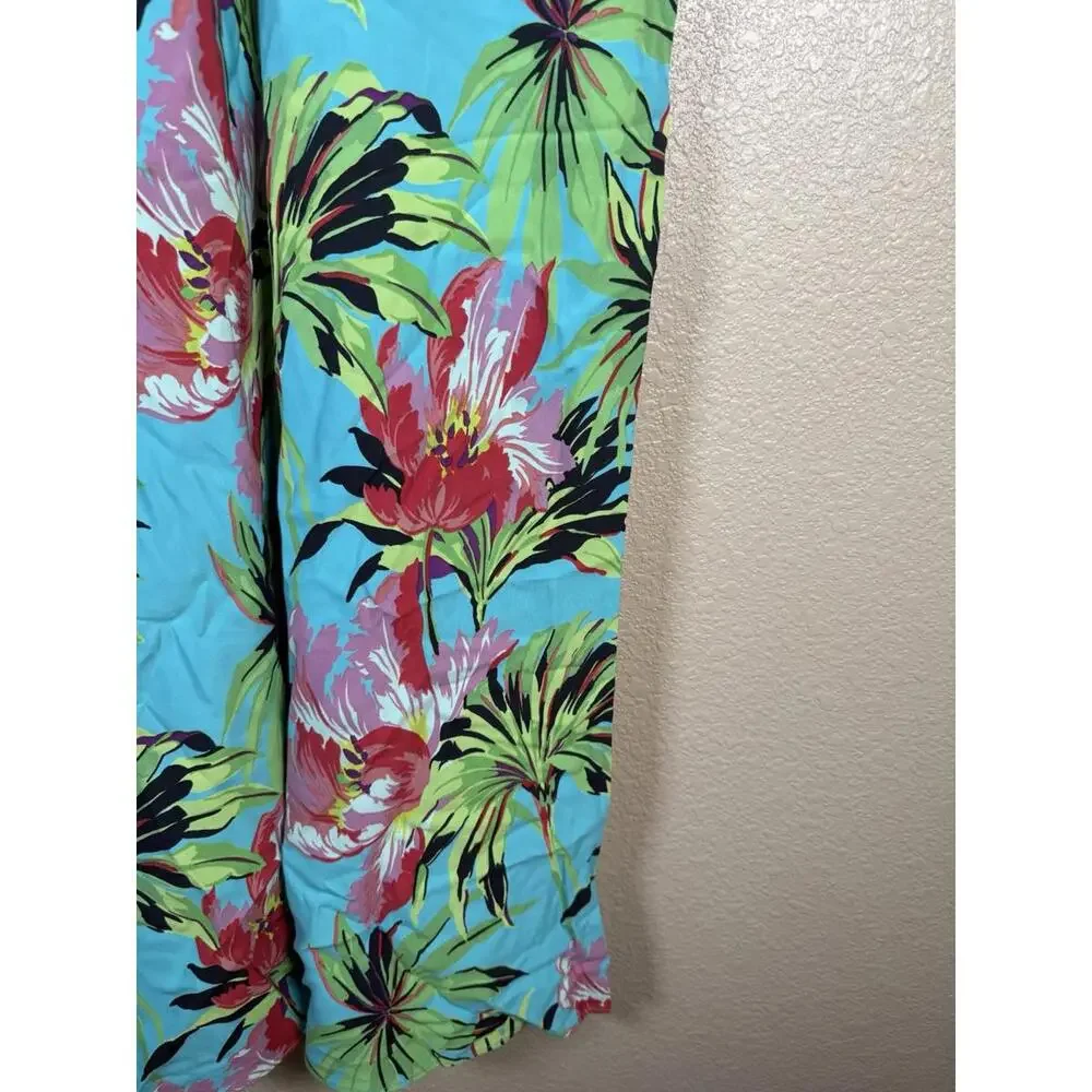 Vtg Ilyse Hart‎ ltd Tropical Floral Print Skirt Sz M Womens Rayon Pull On Skirt